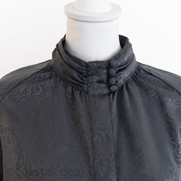 Vintage Christie & Jill Black Floral Jacquard Blouse 14 Baroque Goth Romantic - Picture 4 of 13